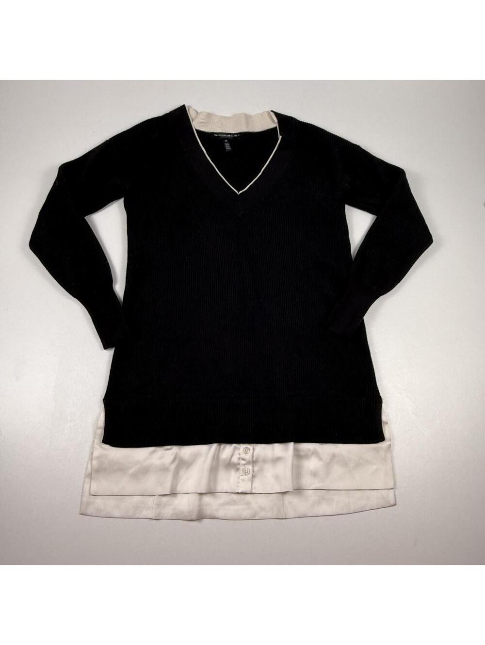 White House Black Market Women's Black and Navy Jumper